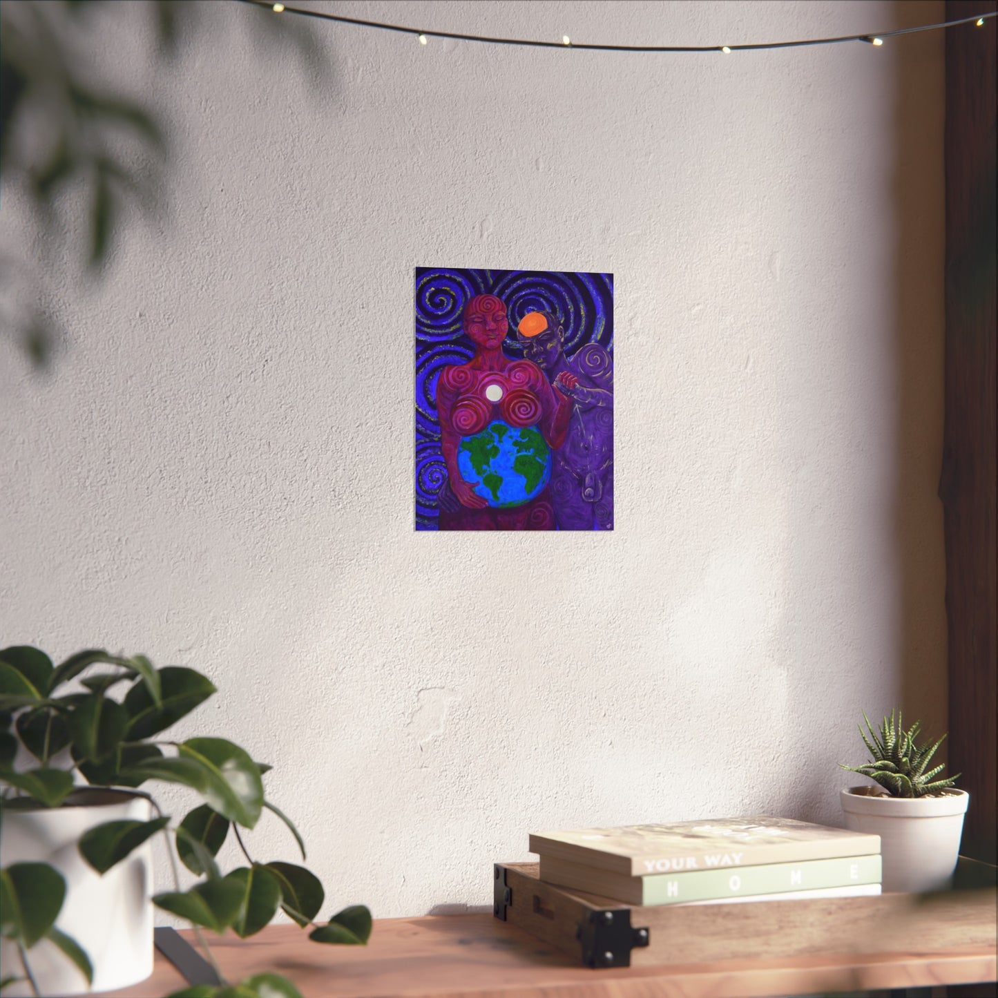 "Moon Ma & Sun Pa" Fine Art Reproduction by carms.art of Soul Love & Peace's Celebrating Spiritual Love Celestial Union