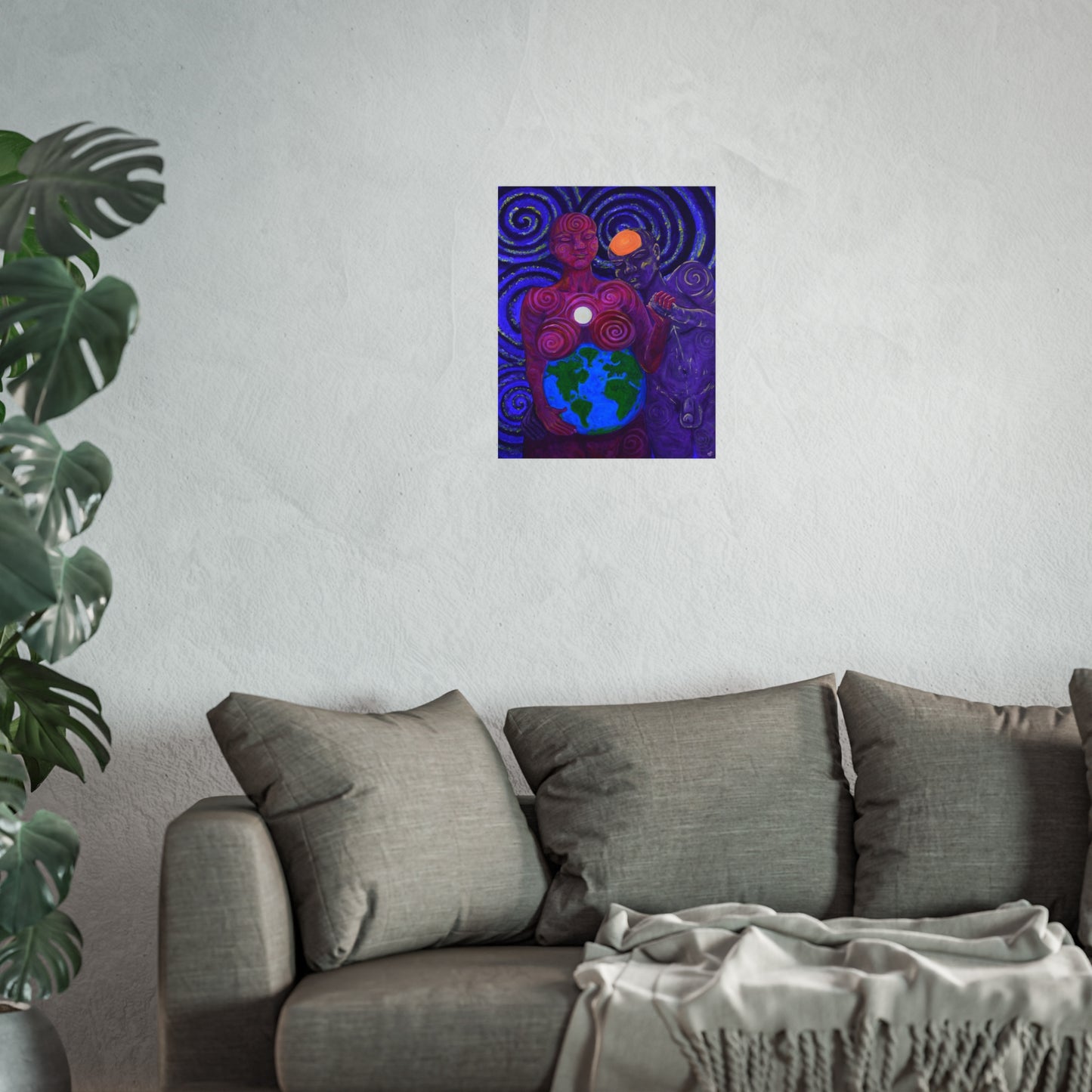 "Moon Ma & Sun Pa" Fine Art Reproduction by carms.art of Soul Love & Peace's Celebrating Spiritual Love Celestial Union