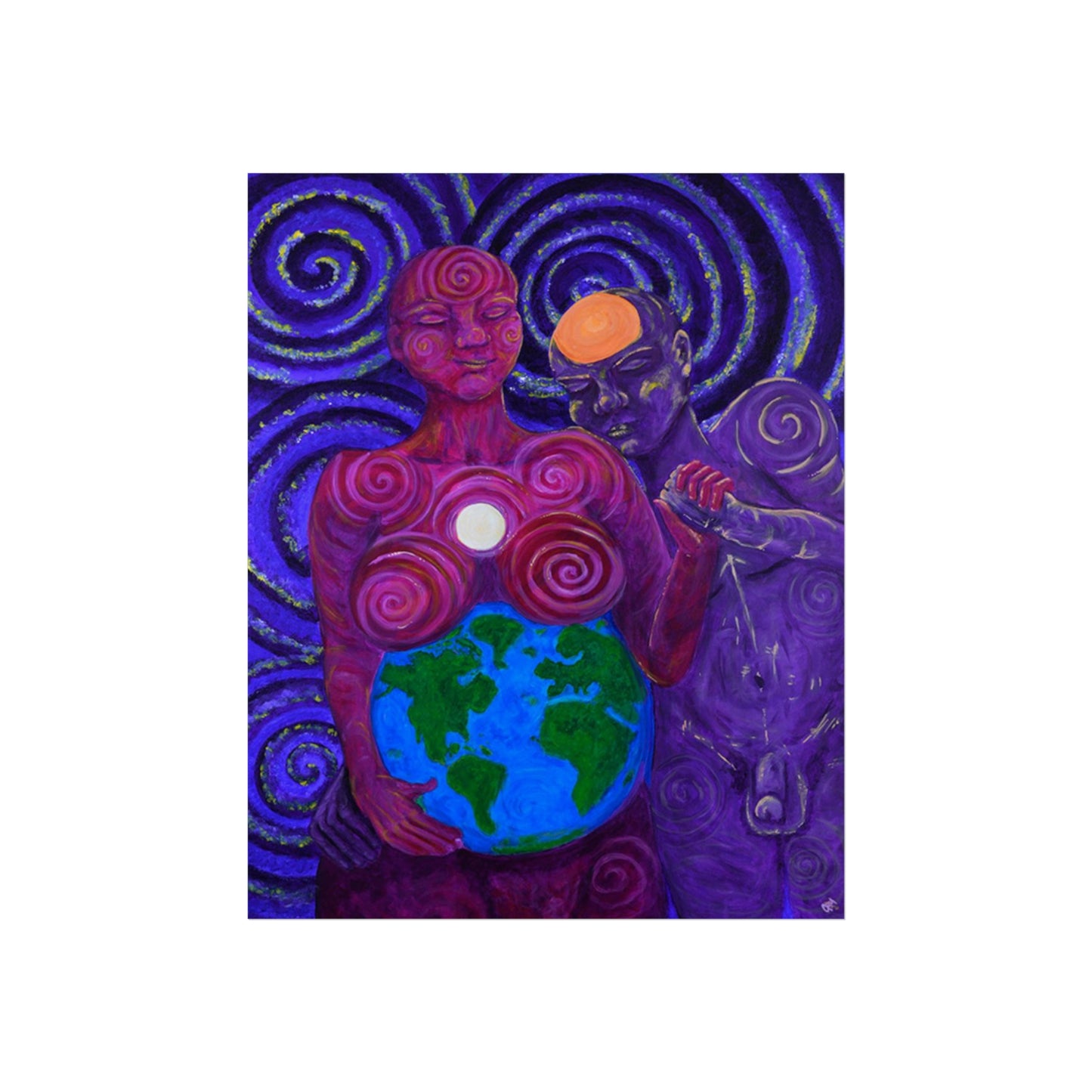 "Moon Ma & Sun Pa" Fine Art Reproduction by carms.art of Soul Love & Peace's Celebrating Spiritual Love Celestial Union