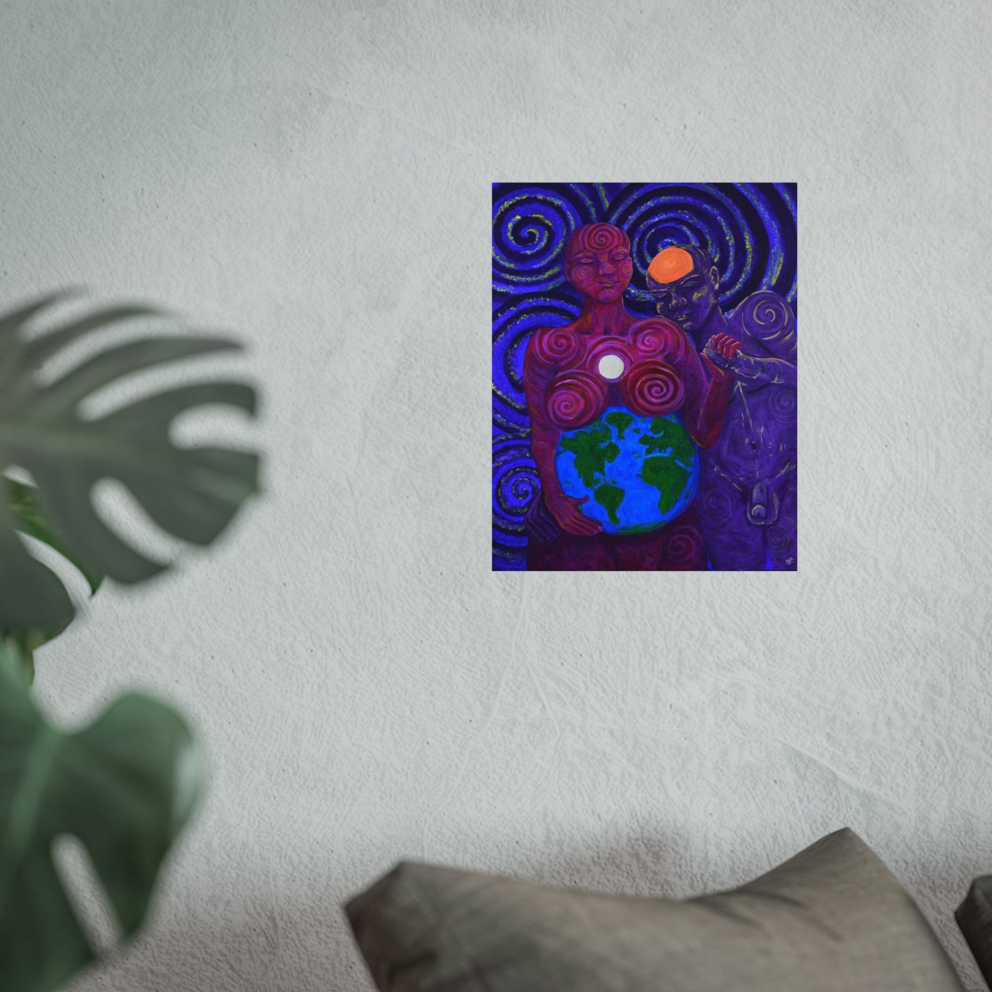 "Moon Ma & Sun Pa" Fine Art Reproduction by carms.art of Soul Love & Peace's Celebrating Spiritual Love Celestial Union