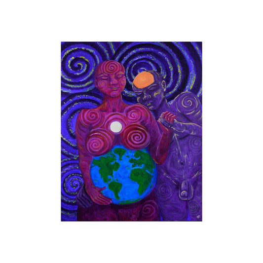 "Moon Ma & Sun Pa" Fine Art Reproduction by carms.art of Soul Love & Peace's Celebrating Spiritual Love Celestial Union