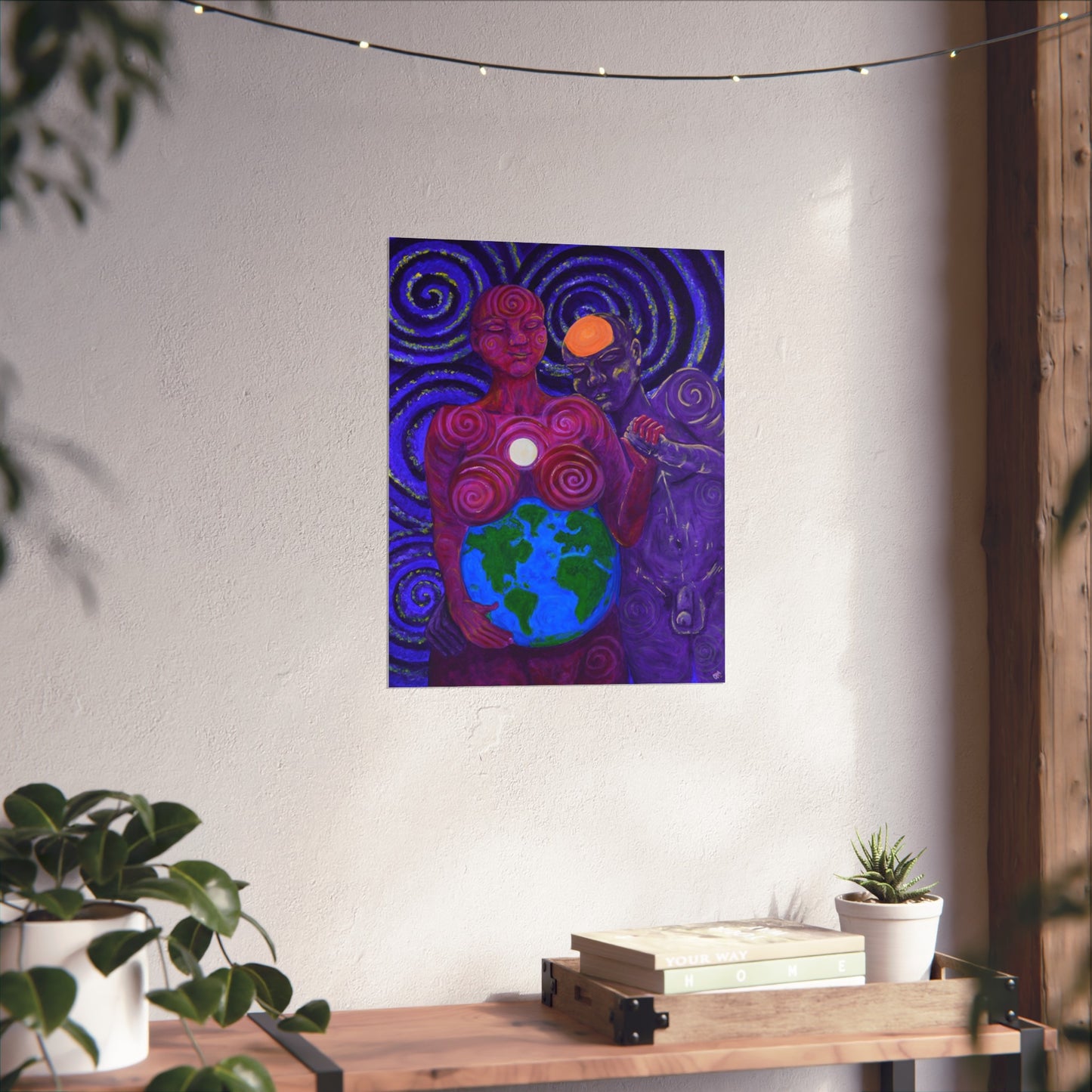 "Moon Ma & Sun Pa" Fine Art Reproduction by carms.art of Soul Love & Peace's Celebrating Spiritual Love Celestial Union