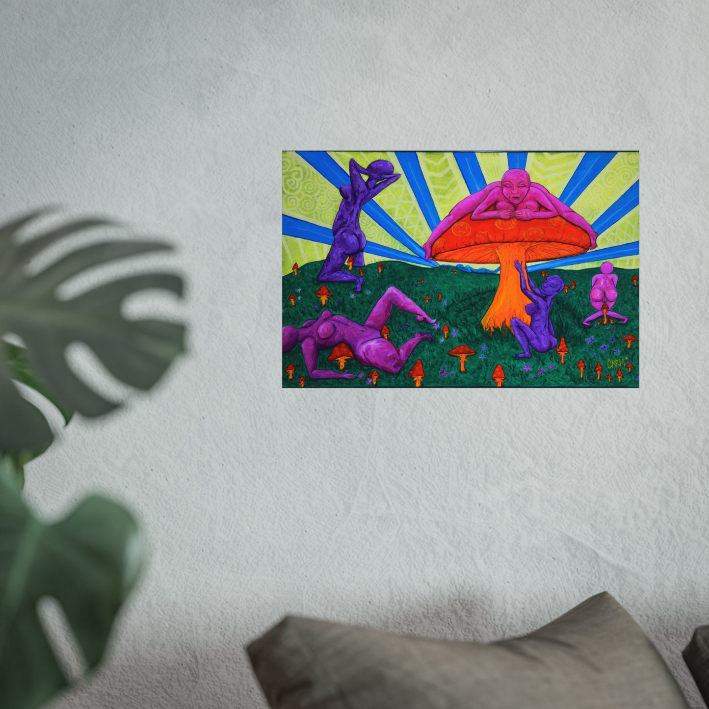 "Ladies Amongst the Fungi" Fine Art Reproduction by carms.art A Mildly Erotic Sensual Artwork for Nature lovers, Mushroom Enthusiast, and playful art connoisseurs.