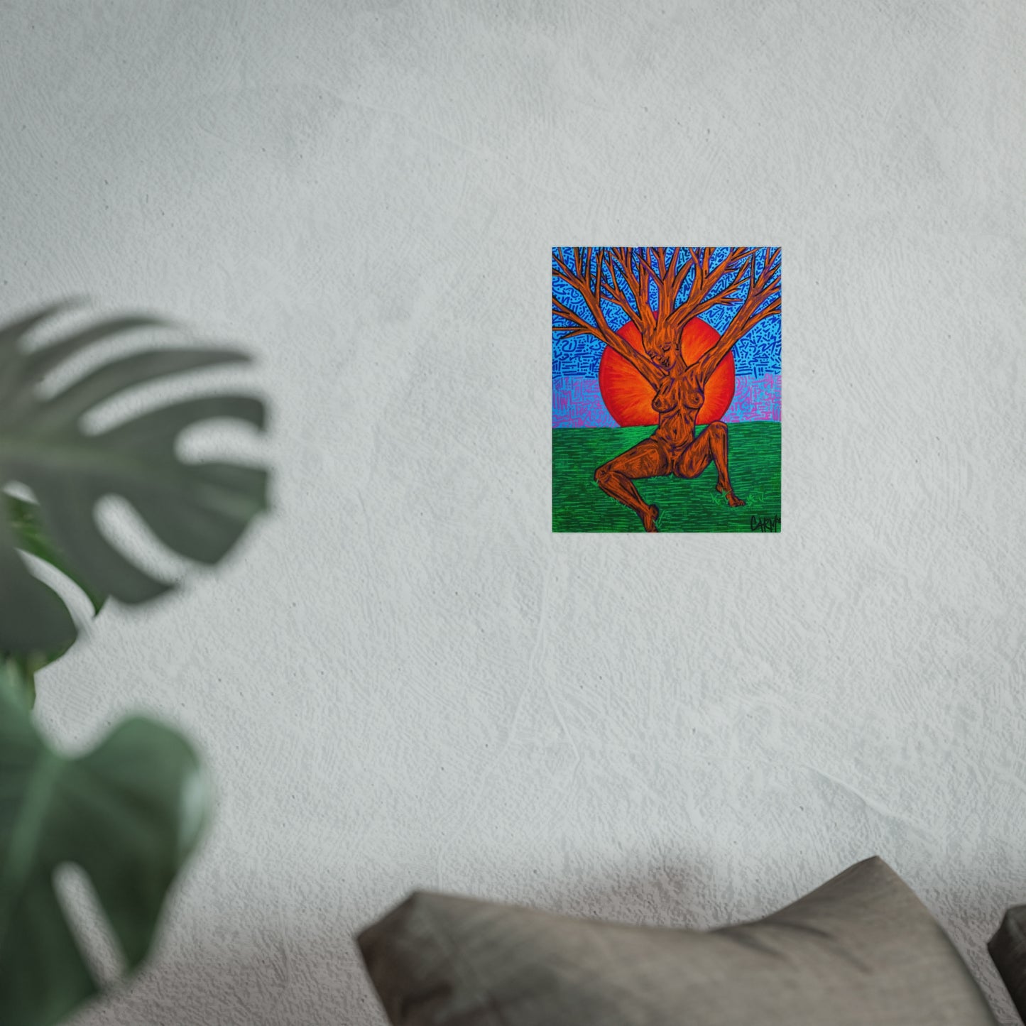 “Tree Lady Dancing in the Sunset” – Fine Art Poster Original Artwork by carms.art of Soul Love & Renewed Peace's, Fine Art Nature Themed Poster, Wall Décor, Bohemian Art Print, Gift for Art Lovers, Living Room Accent
