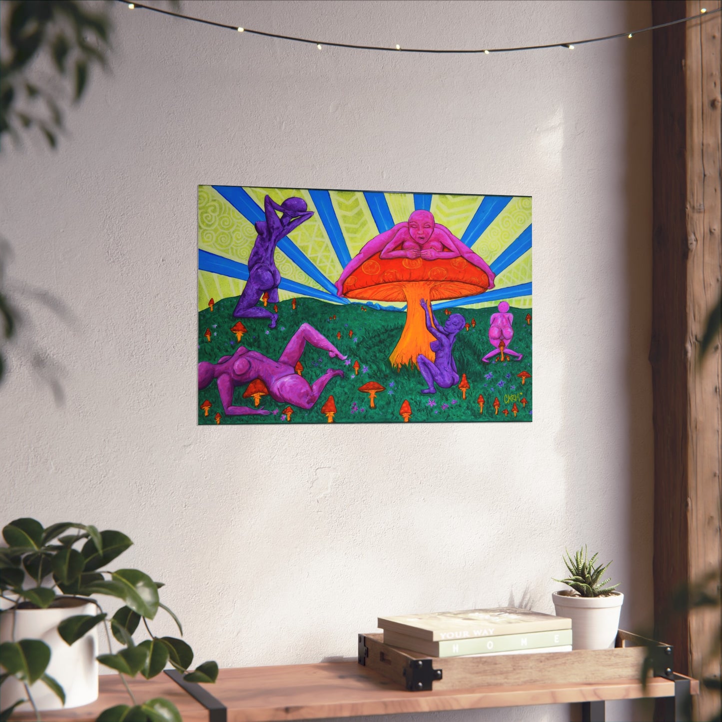 "Ladies Amongst the Fungi" Fine Art Reproduction by carms.art A Mildly Erotic Sensual Artwork for Nature lovers, Mushroom Enthusiast, and playful art connoisseurs.