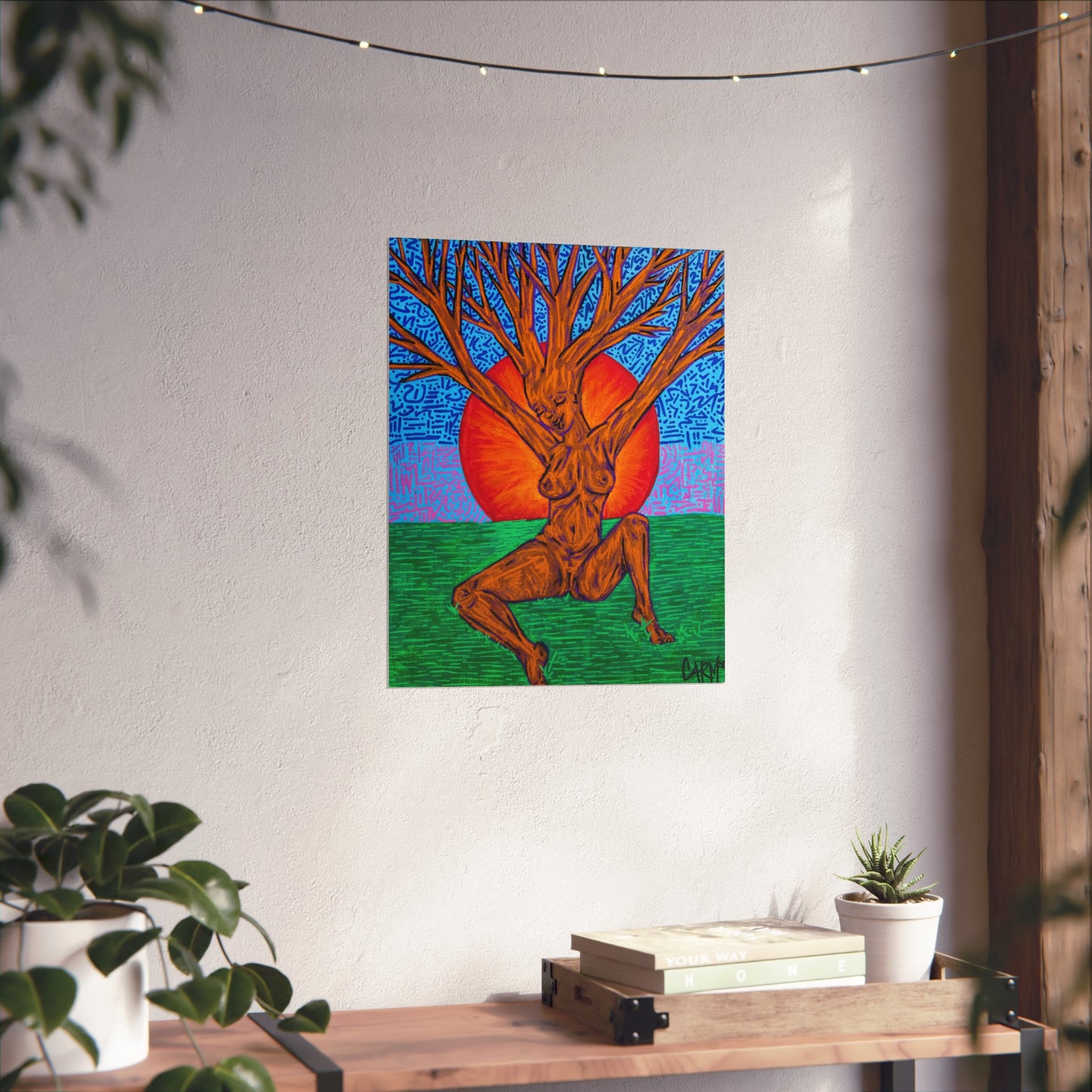 “Tree Lady Dancing in the Sunset” – Fine Art Poster Original Artwork by carms.art of Soul Love & Renewed Peace's, Fine Art Nature Themed Poster, Wall Décor, Bohemian Art Print, Gift for Art Lovers, Living Room Accent