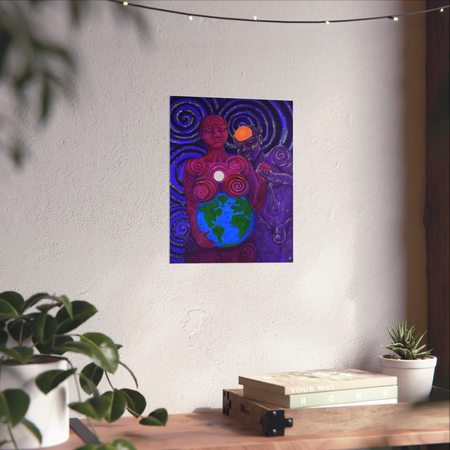 "Moon Ma & Sun Pa" Fine Art Reproduction by carms.art of Soul Love & Peace's Celebrating Spiritual Love Celestial Union