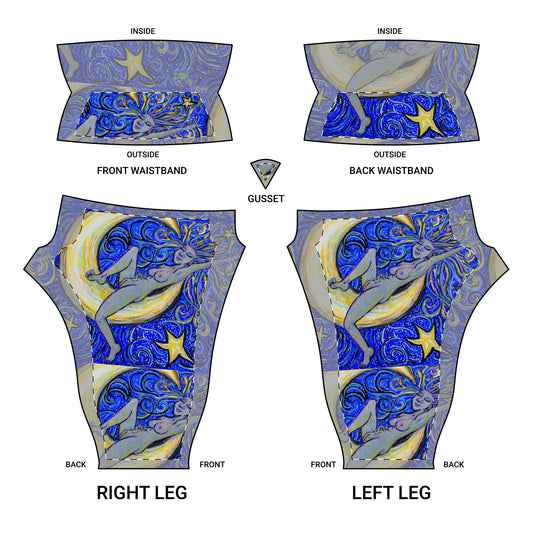"Moon Lounger" by carms.art of Soul Love & Renewed Peace's, Dreamy Blue Yoga Pants, Women's Leggings, Festival Attire, Yoga Outfit, Fitness Gift, Activewear, Bohemian Style, Comfort clothes