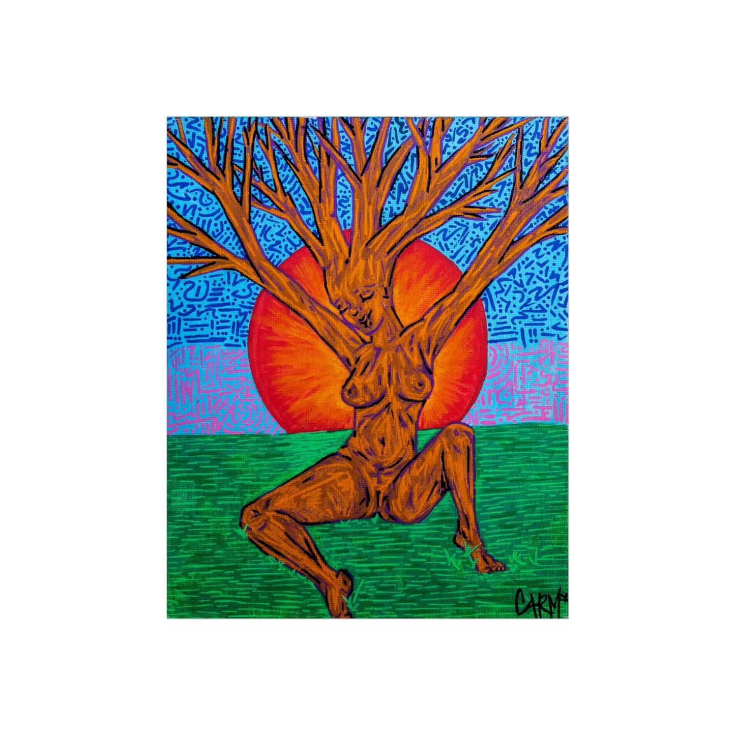 “Tree Lady Dancing in the Sunset” – Fine Art Poster Original Artwork by carms.art of Soul Love & Renewed Peace's, Fine Art Nature Themed Poster, Wall Décor, Bohemian Art Print, Gift for Art Lovers, Living Room Accent
