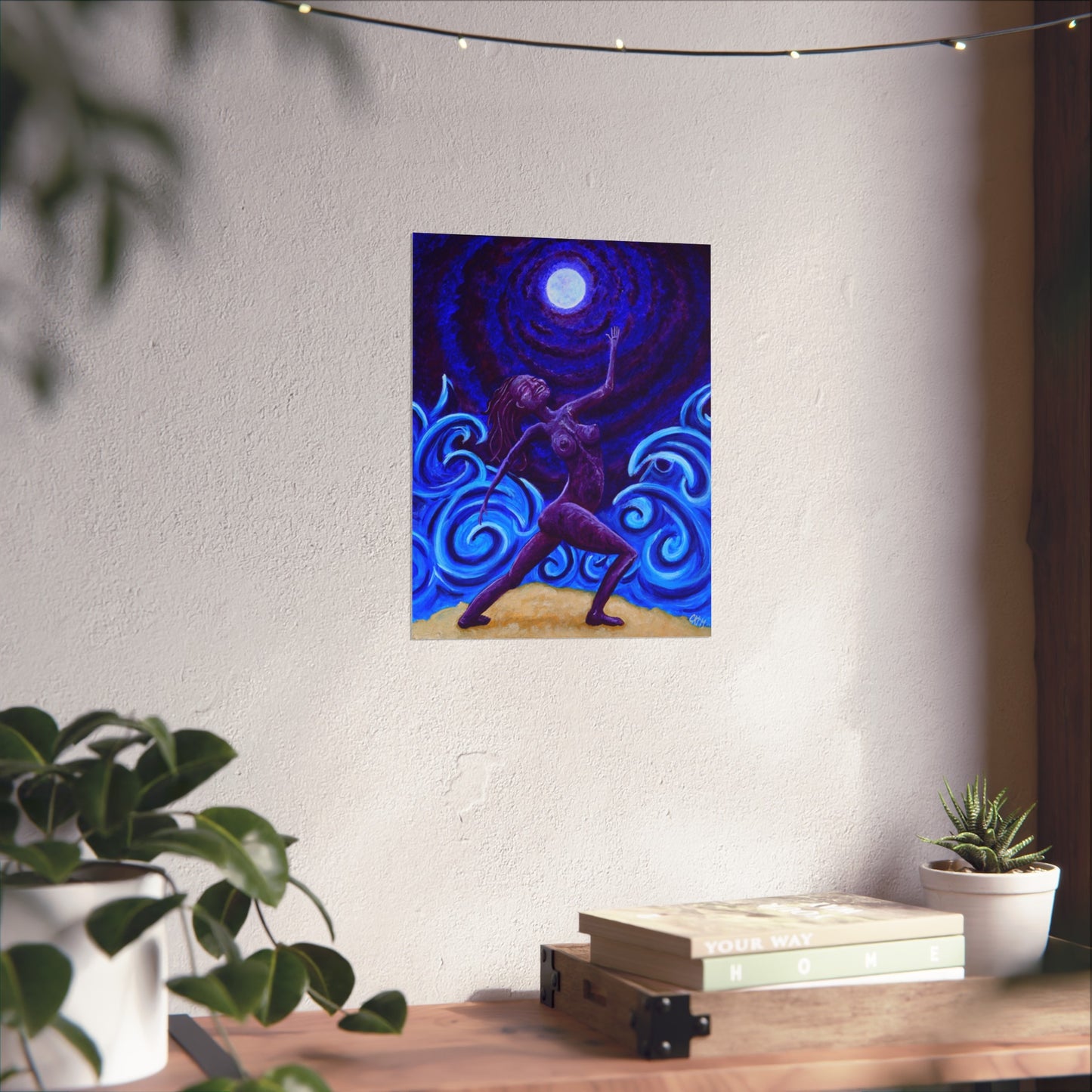 "Commune with the Moon" Fine Art Poster by carms.art of Soul Love & Renewed Peace's, Spiritual Wall Art, Feminine Energy Decor, Gift for Her, Boho Home Decor