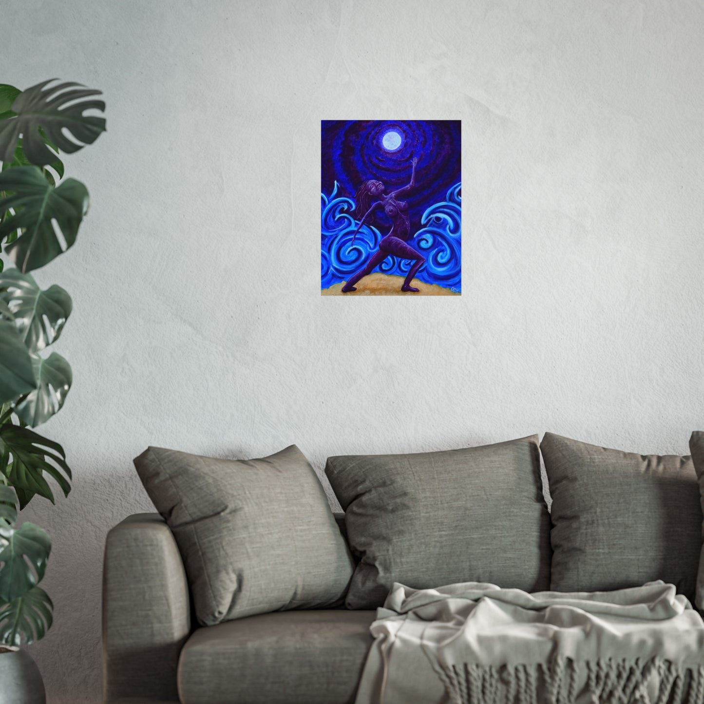 "Commune with the Moon" Fine Art Poster by carms.art of Soul Love & Renewed Peace's, Spiritual Wall Art, Feminine Energy Decor, Gift for Her, Boho Home Decor