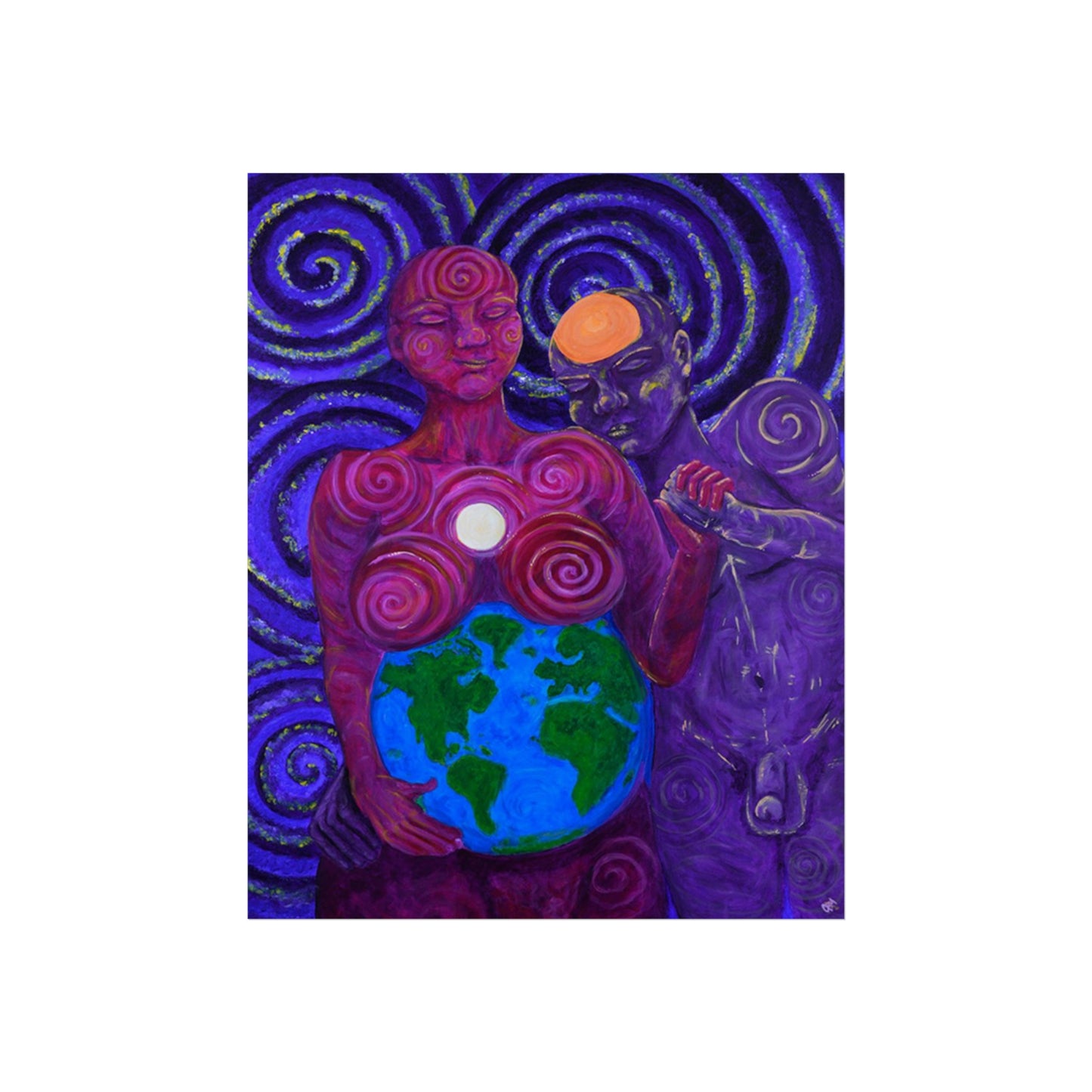 "Moon Ma & Sun Pa" Fine Art Reproduction by carms.art of Soul Love & Peace's Celebrating Spiritual Love Celestial Union
