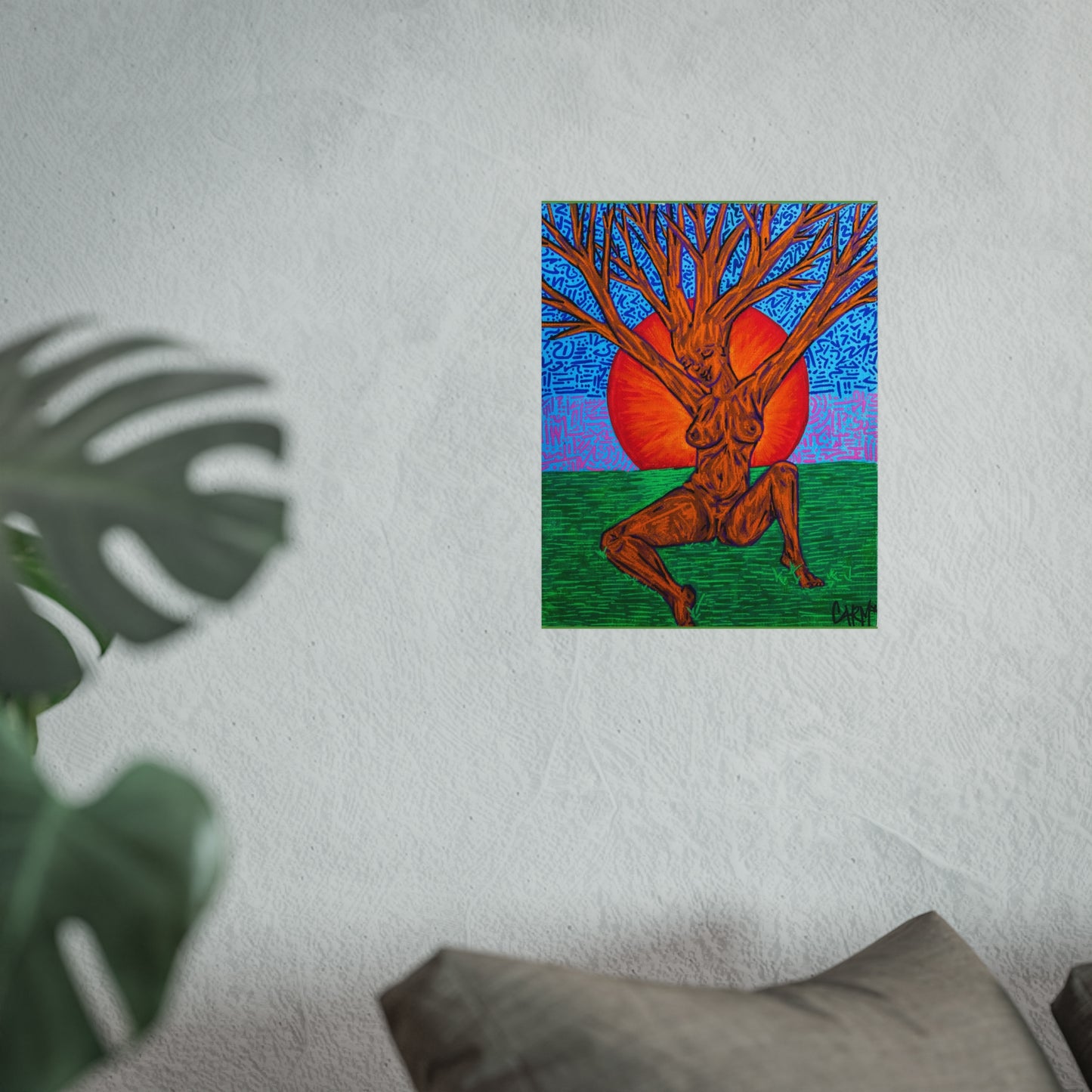 “Tree Lady Dancing in the Sunset” – Fine Art Poster Original Artwork by carms.art of Soul Love & Renewed Peace's, Fine Art Nature Themed Poster, Wall Décor, Bohemian Art Print, Gift for Art Lovers, Living Room Accent