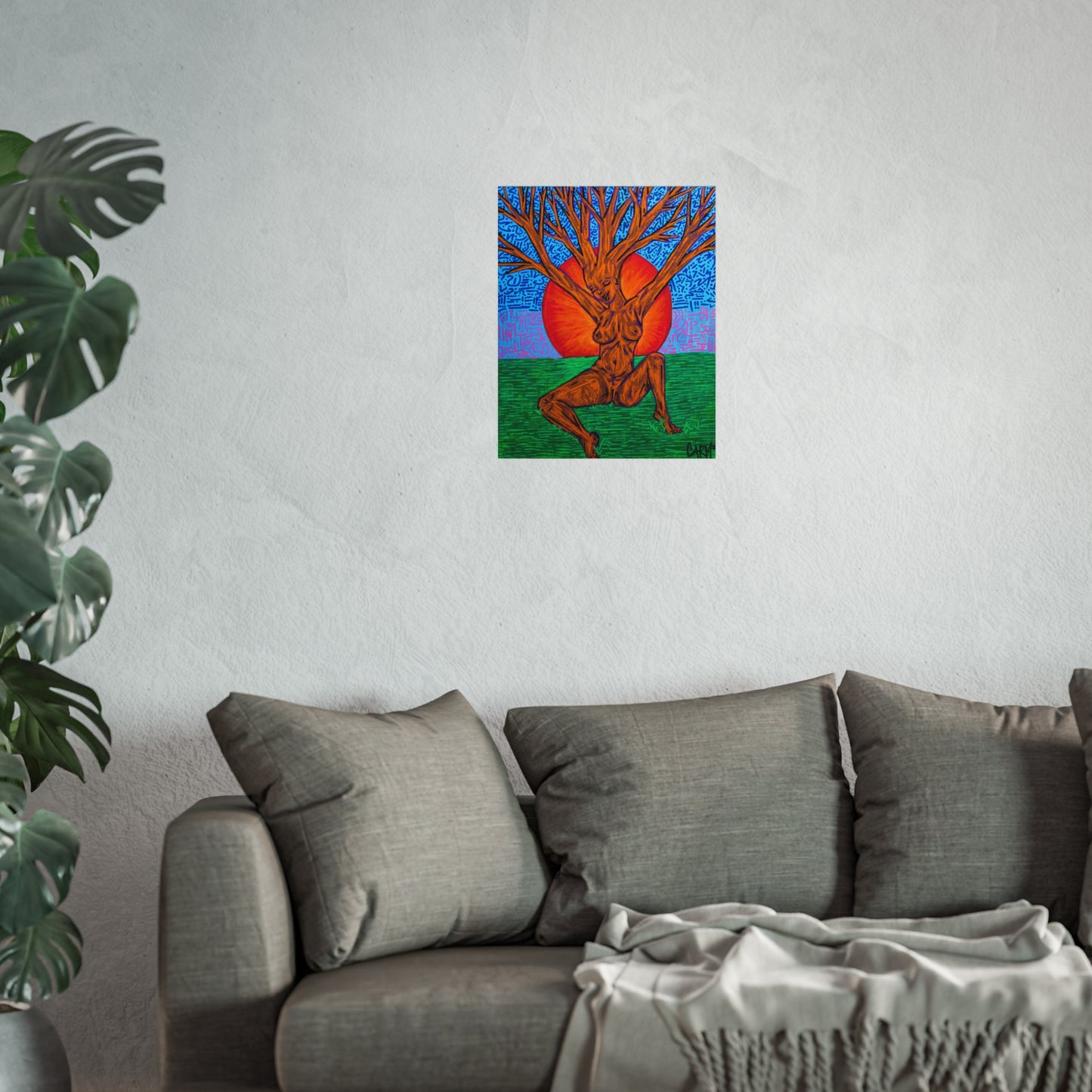 “Tree Lady Dancing in the Sunset” – Fine Art Poster Original Artwork by carms.art of Soul Love & Renewed Peace's, Fine Art Nature Themed Poster, Wall Décor, Bohemian Art Print, Gift for Art Lovers, Living Room Accent