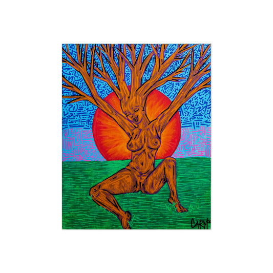 “Tree Lady Dancing in the Sunset” – Fine Art Poster Original Artwork by carms.art of Soul Love & Renewed Peace's, Fine Art Nature Themed Poster, Wall Décor, Bohemian Art Print, Gift for Art Lovers, Living Room Accent