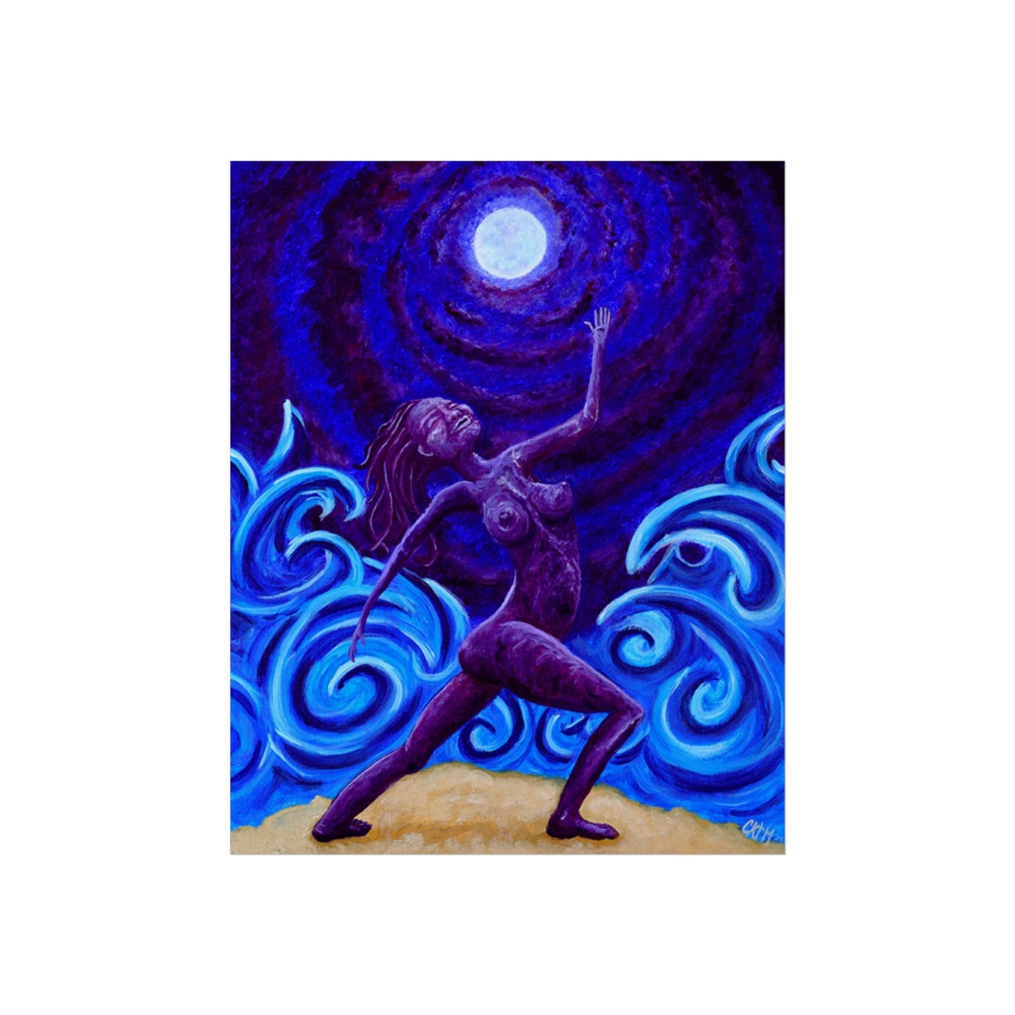 "Commune with the Moon" Fine Art Poster by carms.art of Soul Love & Renewed Peace's, Spiritual Wall Art, Feminine Energy Decor, Gift for Her, Boho Home Decor