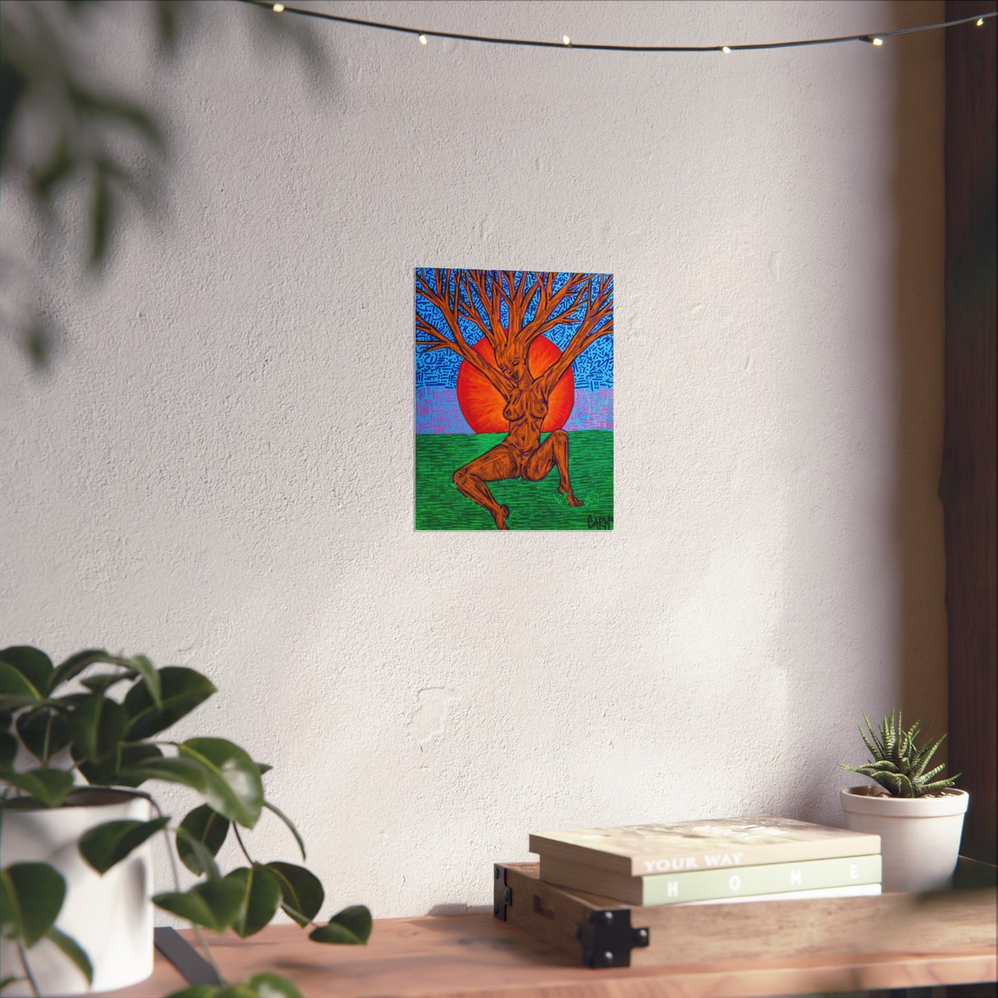 “Tree Lady Dancing in the Sunset” – Fine Art Poster Original Artwork by carms.art of Soul Love & Renewed Peace's, Fine Art Nature Themed Poster, Wall Décor, Bohemian Art Print, Gift for Art Lovers, Living Room Accent
