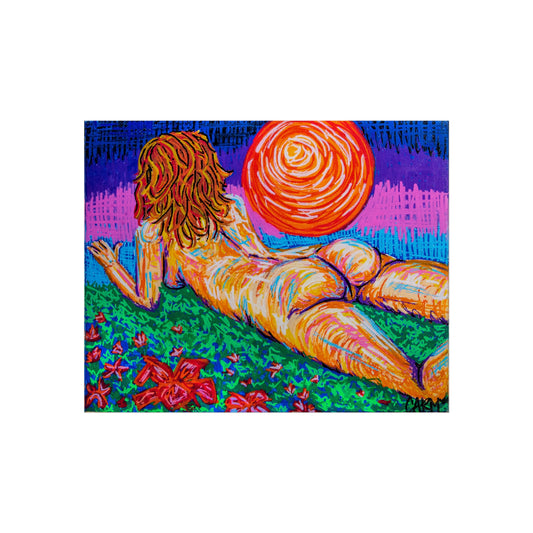 “Free in the Flower Fields” – Fine Art Print Original Painting by carms.art of Soul Love & Renewed Peace's. Nude Art Poster, Bohemian Wall Decor, Inspirational Wall Art, Bedroom Aesthetic, Vintage Design Prints