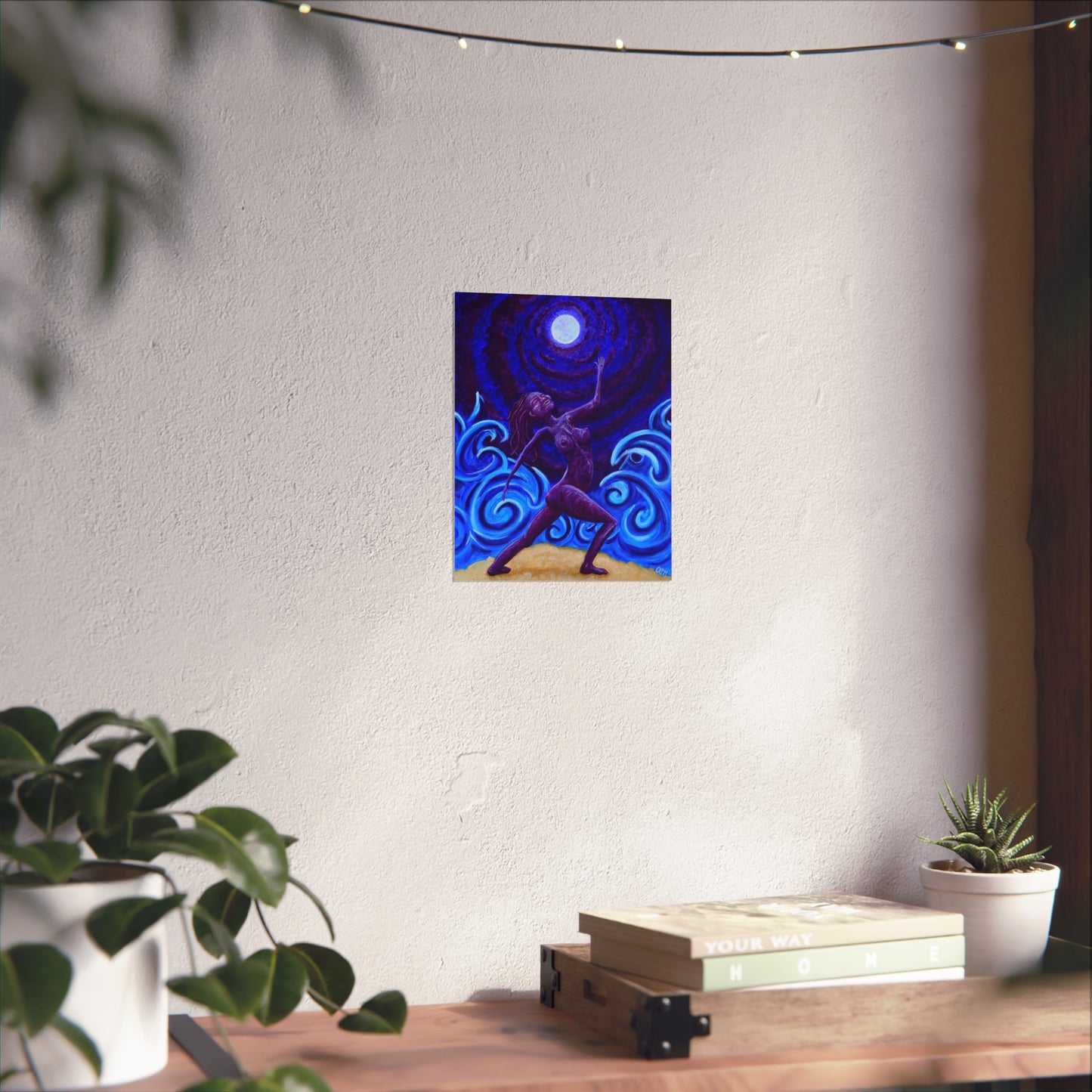 "Commune with the Moon" Fine Art Poster by carms.art of Soul Love & Renewed Peace's, Spiritual Wall Art, Feminine Energy Decor, Gift for Her, Boho Home Decor