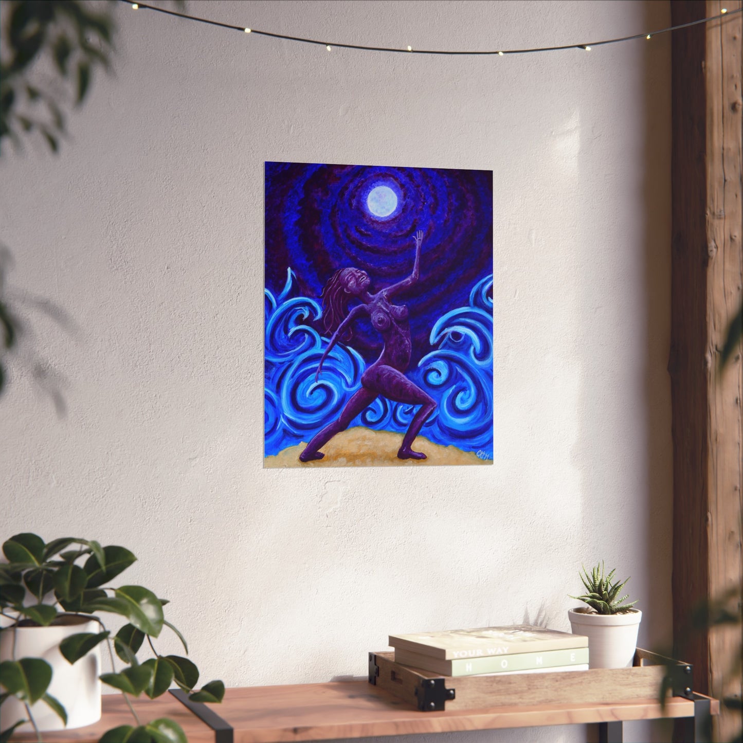 "Commune with the Moon" Fine Art Poster by carms.art of Soul Love & Renewed Peace's, Spiritual Wall Art, Feminine Energy Decor, Gift for Her, Boho Home Decor