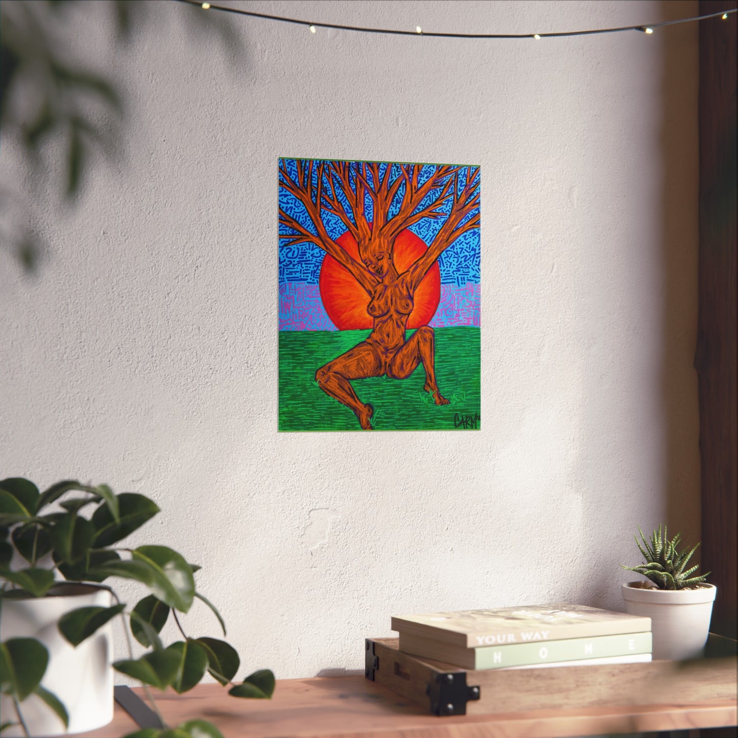“Tree Lady Dancing in the Sunset” – Fine Art Poster Original Artwork by carms.art of Soul Love & Renewed Peace's, Fine Art Nature Themed Poster, Wall Décor, Bohemian Art Print, Gift for Art Lovers, Living Room Accent